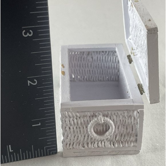 Wicker White Furniture Vtg 5 pc Set 1:12 Dollhouse Miniature + Accessories Decor - Picture 8 of 11